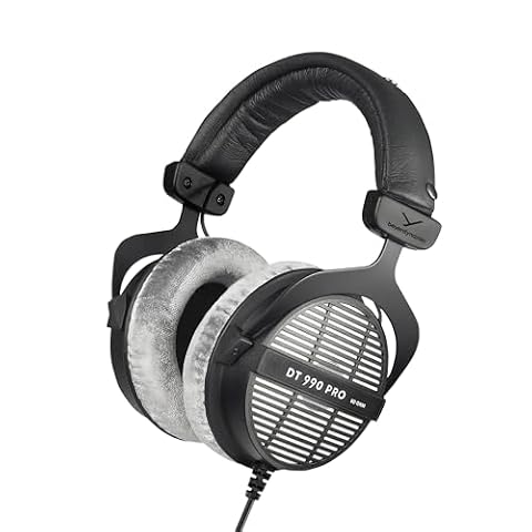 beyerdynamic DT 990 PRO jednostronne, przewodowe słuchawki studyjne nauszne do miksowania, masteringu i edycji, 80 omów. Wykonane ręcznie w Niemczech.