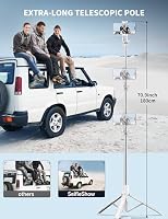 180CM Selfie Stick Stativ, Erweiterbarer All-in-1 Handy Stativ mit Kabelloser Fernbedienung, 360° Rotation Handyhalter Kompatibel mit Gopro, iPhone 15 14 13 12, Samsung, Xiaomi, Huawei – Ansicht 2