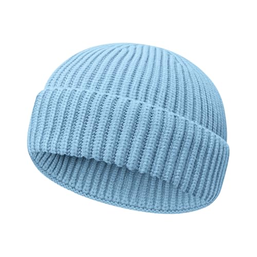 Image of Wool Fisherman Beanies for Men Women Short Cuff Knit Beanie Winter Warm Hats Trawler Hat Stylish Watch Cap