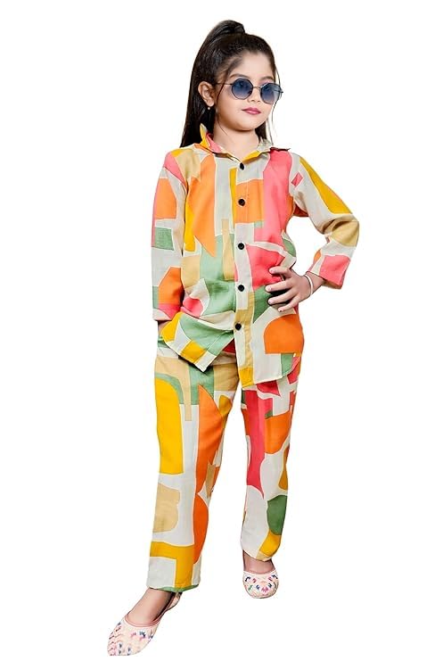 Girl’s Cotton Blend Printed Shirt & Palazzo set | Girls Clothing Set | Girls Printed Co-ords Set | Shirt and Pant set| 2 Piece Set |