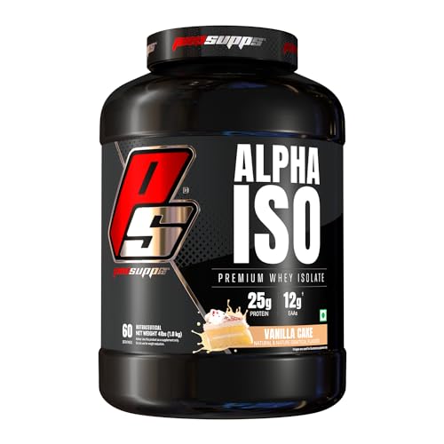 Image of PS PROSUPPS Alpha Iso Premium Whey Isolate|Whey Protein Isolate For Muscle Growth And Recovery|Isolate Whey Protein For Muscle Gain|25G Protein And 12G Eaa,Zero Sugar|1.8Kg(Vanilla Cake)