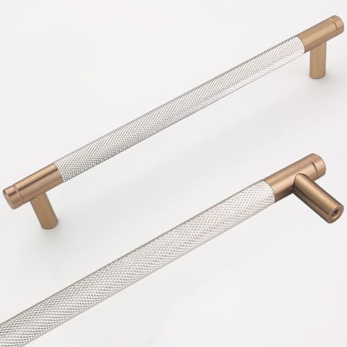 24 Pack 7 1/2 Inch 192 mm Bar Cabinet Pulls Bronze and Nickel Knurled Handles for Drawer Pulls Cupboard Aluminum Handles (Modern, Bronze and Nickel, 7 1/2 Inch)