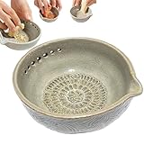 Handgefertigte Knoblauchreibe aus Keramik, 2-in-1-Kräuterschäler-Schüssel, integrierte Reibe für frische Knoblauch-Ingwer-Kräuter, leicht zu reinigendes Küchenvorbereitungswerkzeug Blue