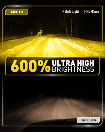 Image of AUXITO H11 LED Yellow Fog Light Bulbs or DRL, 600% Super Brighter 3000K Amber Yellow Light, H8 H16 Fog Lights Replacement for Cars, Non-polarity, Pack of 2