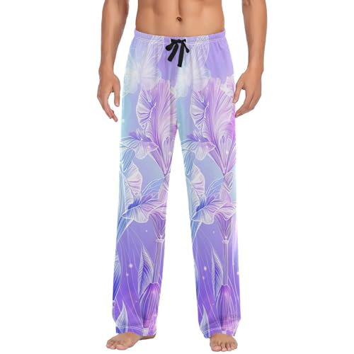 Men's Pajama Pants Dreamy Galaxy Flowers Sleep Pajama Lounge Pant with Pockets, Elastic Waistband