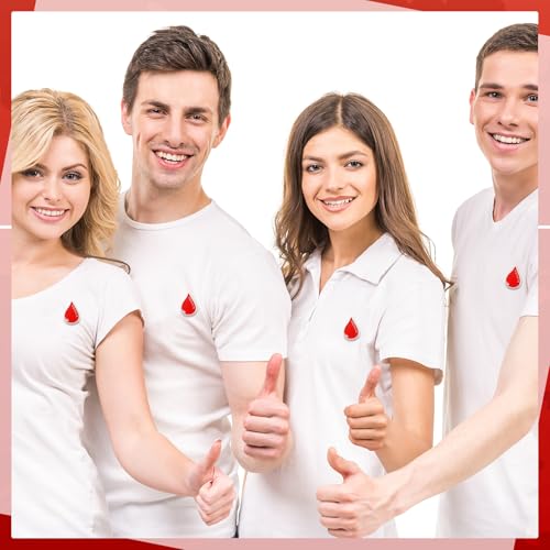 Image of Ecation Blood Drop World Blood Donor Day Gift Enamel Lapel Donor Pins for Party Charity Favors Decoration Event Supplies