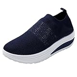 JOMIX Scarpe Donna Basculanti Sneakers Senza Lacci Comode Dimagranti da Camminata Scarpe Slip On per Fitness Passeggiata Scarpe Infilare Elegante con Strass SD7725-3 (Blu, 39)