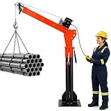 6000 LBS Truck Bed Crane, Alloy Steel Pickup Truck Jib Crane, 5500 LBS 12V Electric Winch, 14in Base, 3 Gear...