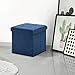 Seville Classics Cushioned Fabric Ottoman Hidden Storage Chest Footrest Chair, Padded Seat for Bedroom, Dorm, Loft, Living Room, Entryway, Hallway, Midnight Blue, 15.7