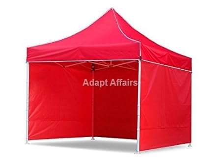 Invezo 10 x 10 feet Gazebo Canopy Tent (24 kgs, Semi Premium, RED with 3 Side Removable Covers) Including Cover Bag - 2 Minute Easy Installation Portable Tent