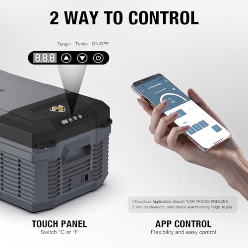 Image of YELLOW JACKET 12 Volt Car Refrigerator, 16 Quart Electric Cooler, Portable Car Fridge for Outdoor Camping Travel, 12V /24V DC 110~240 Volt AC Refrigerator for Truck RV Home Office,-4℉-68℉