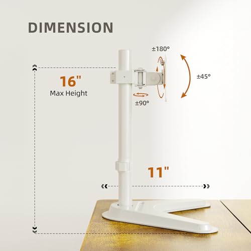 Image of Claiks Monitor Mount, Ergonomic Adjustable Monitor Stand for Max 32 inch Screens, Adjustable Stand up to 20 lbs, VESA Mounting Holes 75&100mm, White