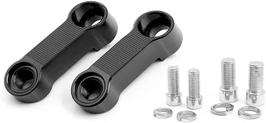 Motorcycle Rearview Mirror Extension Adapters 2PCS Universal Aluminum Base Screw Bracket Compatible With Various Motorcycles and Electric Bikes(Black)
