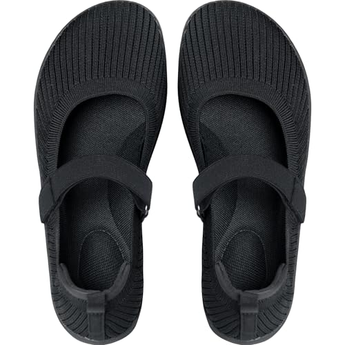 Women's Barefoot Mary Jane Flats - Wide Toe Box & Round Toe Knit Ballet Flat Shoes, Comfortable Dressy Casual Office Shoes3