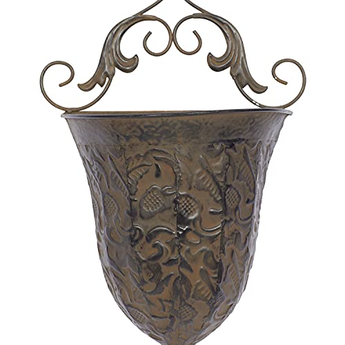 Deco 79 Metal Scroll Indoor Outdoor Hanging Wall Planter, Set Of 2 22", 18"H, Brown #TOP4