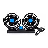 Ventilador Automotivo DUPLO 12V POTENTE Baixo Ruído Com Ajuste P/Carro Veículo Caminhão Ajustável PREMIUM ONYK