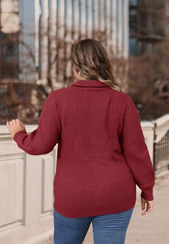 Image of TIYOMI Women Plus Size Tops Long Sleeves Mock Neck Sweaters Knit Pullover Sweater Adjustable Zipper Fall Autumn Winter Shirt