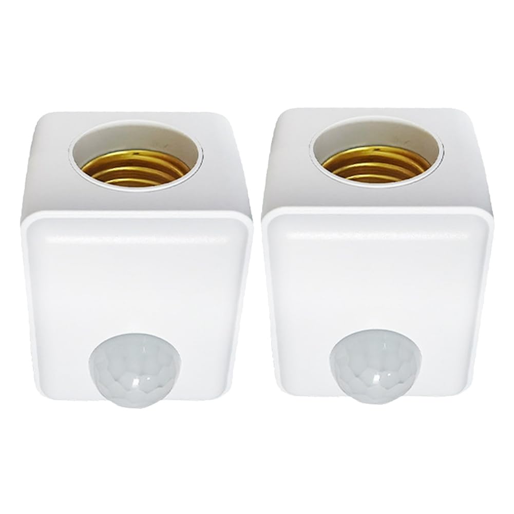 Aniyaa Light 2Pcs Motion Sensor Socket E27 Motion Detector Lamp Holder Socket Automatic Human Infrared Sensor Lamp Holder Uk Plug