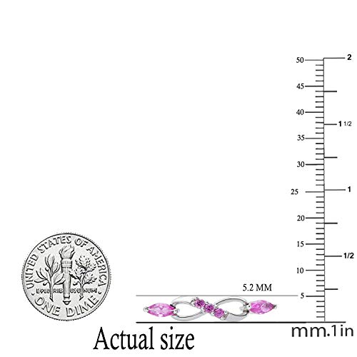 Dazzlingrock Collection 6X3 Mm Marquise & Round Lab Created Pink Sapphire Infinity Style Bracelet For Her (Color Pink, Clarity Moderately Included) In 925 Sterling Silver #TOP1