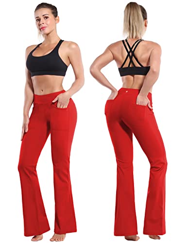Image of BUBBLELIME 29 inch /31 inch /33 inch /35 inch /37 inch Women High Waist Bootlegs Yoga Pants Tummy Control Bootcut Workout Flared Out Pockets