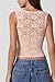 QINSEN Womens Soft Stretchy Lace Trim Tank Top Full Back Square Neck T Shirt Crop Top Pink XS
