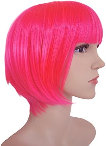 Another Me Wig Women Soft Short Bob Wig 11.5 Inches Heat Resistant Fiber Neat Bangs Fashion Party Cosplay Accessories