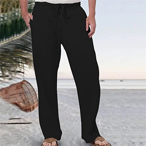 Pantalon polyester homme et coton respirant à taille élastique vêtement décontracté - 3