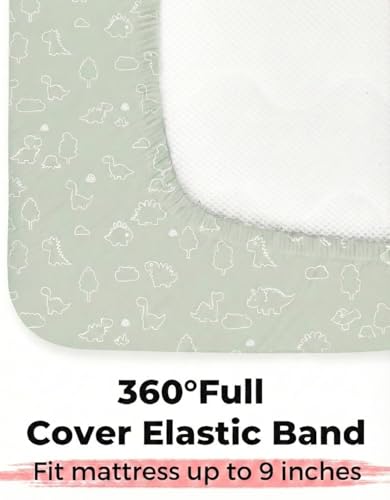 Image of Crib Sheets for Boys and Girls, 2 Pack Fitted Baby Sheets for Standard Toddler Mattress 28 inch x 52 inch, Soft Breathable Jersey Knit Baby Bedding (Sage Dino)
