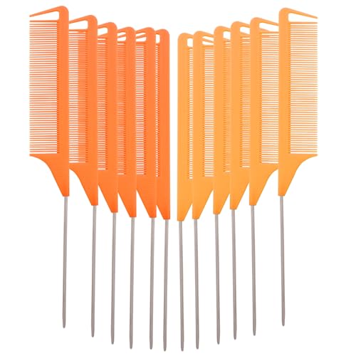Set de 12 Peines Profesionales para Peinado Naranja y Dorado miniatura 1