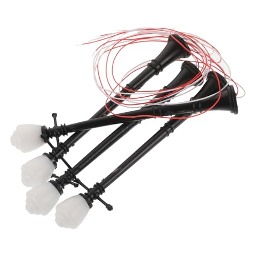 Gogogmee 4 Pcs Garden Street Light Model Double Headed LED Lamp for Architectural Models Elegant Miniature Landscape Decor Easy Installation Build