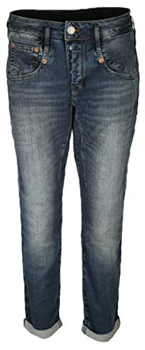 Herrlicher Damen Jeans Hose Bootcut Pearl Cropped Reused Denim Mit Spitzbund Offene Saumkante (DE/NL/SE