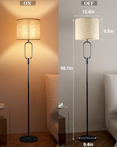 Image of Lightdot 68IN Black Floor Lamp Dimmable Linen Shade LED Floor Lamps with 3000K Soft Warm White for Wedding /Party, Modern Tall Lamp for Living Room /Bedroom (Bulbs Included)