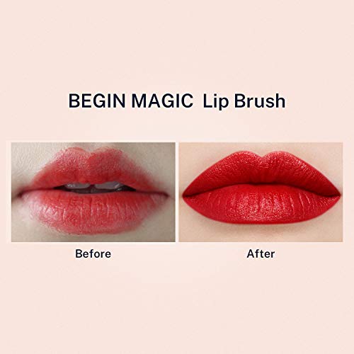 BEGIN MAGIC Retractable Lip Brush Lipstick Gloss Makeup Brushes Tool Applicators with Cap Square Edged for Travel Portable Kolinsk Hair, Perfect Gift for Women Girls