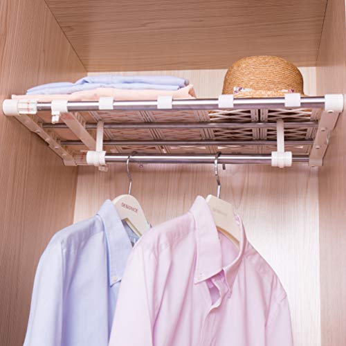Tringle d'étagère de placard extensible réglable de 45 à 70 cm avec 5 entretoises