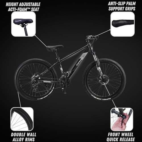 Image of FitTrip Dominator 27.5 Inch MTB | 21 SPD Shimano Gearset | Zoom Lockout Suspension | Imported Clarks UK Dual Disk Brakes | Geared MTB Cycle for Men & Women (Dark Edition)