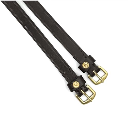 Equine Smile ES4010 Sporenreimen mit Strass Kristall aus Leder für Sporen Ersatzriemen Zubehör Pferdespornriemen Reitsporenriemen Fixierung von Reitsporen (Braun Leder/Glod Strasssteine)