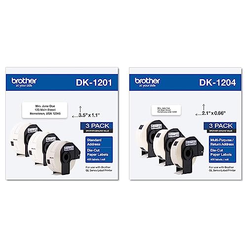 Image of Brother Label Printer Genuine DK Label Rolls (DK-1201 & DK-12043PK)