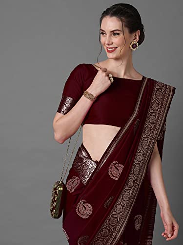 Image of AKHILAM Women's Silk Blend Woven Design Saree With Unstitched Blouse Piece(3PAKHI51 Parent)
