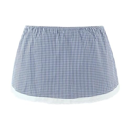 Women Summer Plaid Mini Skirt with Butterfly Bow A Line Silhouette Non Stretch Polyester Natural Waist Casual Dress2