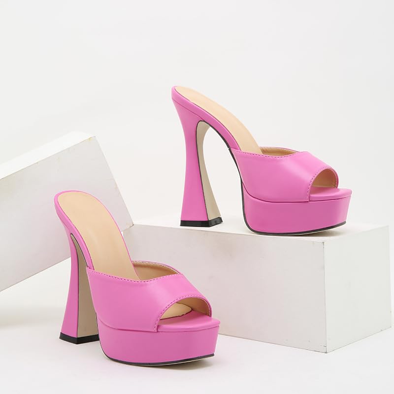 Women's Leather Wine Glass Heel Peep Toe Platform Slides Sandals Sexy Ultra-High Heel Fish Mouth Slip On Slingback Dress Sandals For Party Wedding3