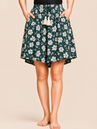 Image of B STORIES Women's Viscose Printed Lounge Culotte Shorts (Pack of 2)