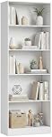 HOMCOM 5-Tier Bookcase, Storage Bookshelf with Adjustable Shelves, Display Shelves for Living Room, Home Office, White
