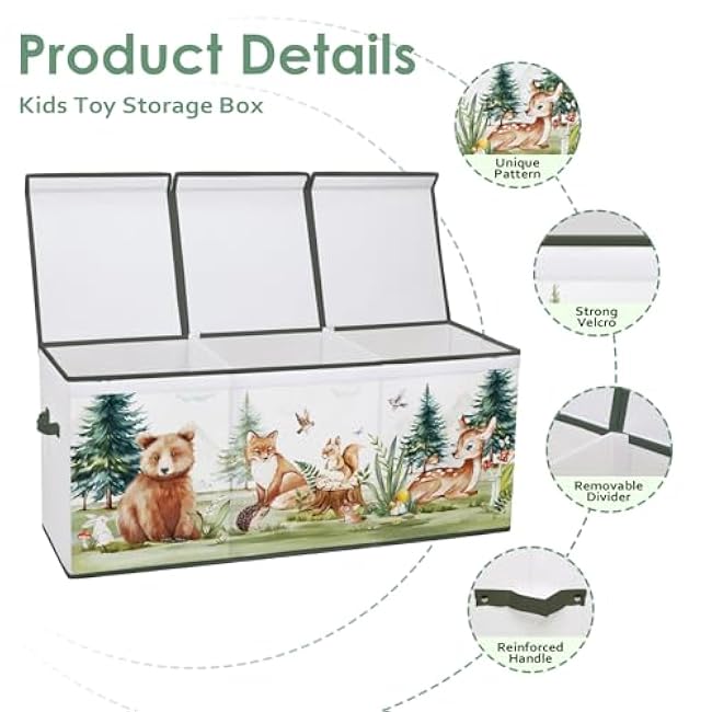 Large Toy Box Chest Organizer with Flip Lid for Kids, Collapsible Oxford Toy Storage Box with Handles for Boys Girls, Sturdy Waterproof Storage Organizer for Bedroom Playroom Nursery, 37.7¡Á12.5¡Á15.7''