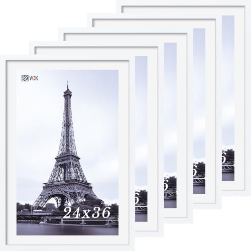 VCK 24x36 Poster Frame 5 Pack, High-End White Wood, for Movie Poster