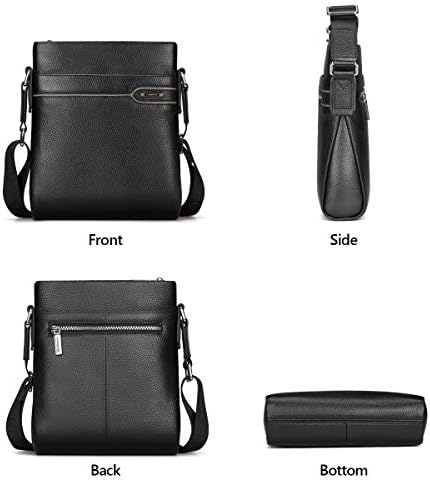 LAORENTOU Men Genuine Leather Shoulder Bag Crossbody Bag Business Cowhide Messenger Purse Cross Body Bags for Men