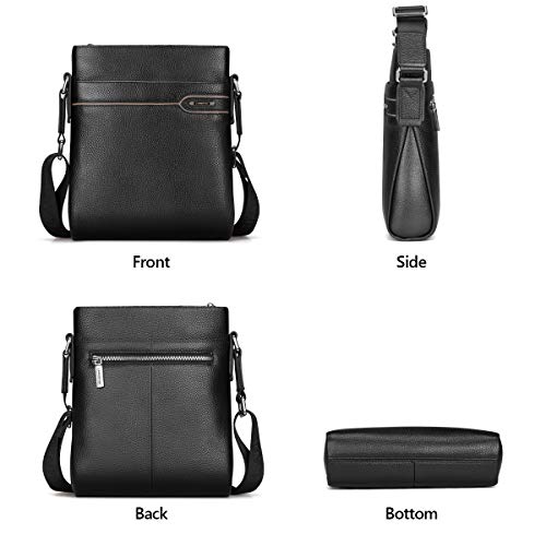 LAORENTOU Men Genuine Leather Shoulder Bag Crossbody Bag Business Cowhide Messenger Purse Cross Body Bags for Men