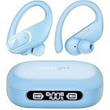 occiam Wireless Earbuds Bluetooth Headphones Ear Buds 96Hrs Playback Sport Over-Ear Waterproof Wireless Headphones Earphones with Earhooks ENC Mics Clear Call for Sport Running Workout Sky Blue