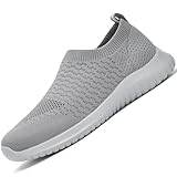 konhill Men's Athletic Walking Shoes - Lightweight Casual Knit Slip on Sneakers 7.5 US Dark Grey/Grey,Label 40