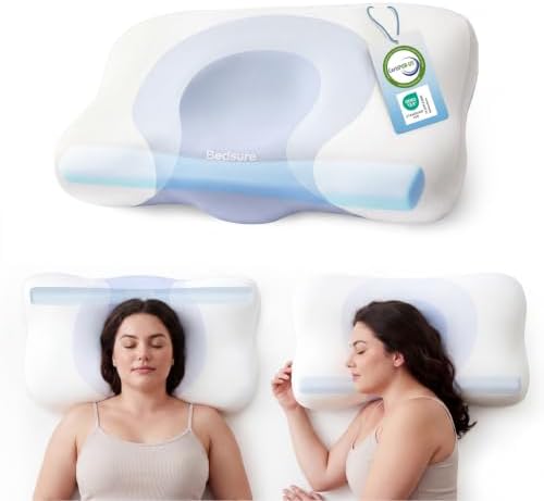 Bedsure Cervical Neck Pillow - Memory Foam Pillows for Ergonomic ...