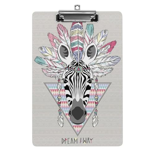 Support documents A4 avec pince et motif cheval ethnique pour le bureau
